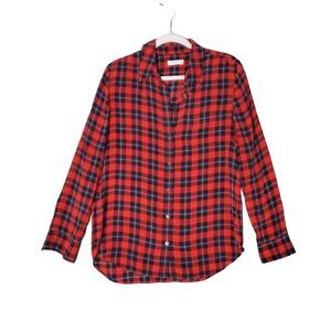 Equipment Femme Women's Long Sleeve Reese Red Plaid Button-Up Blouse Small